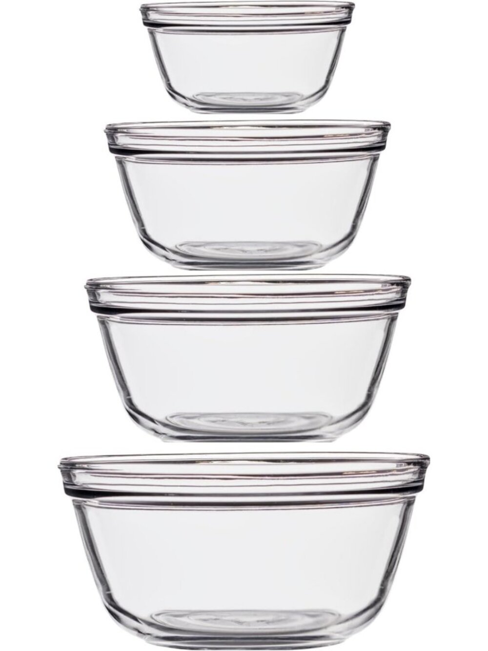 Durable 4-Piece Glass Mixing Bowls Set - Microwave, Oven & Dishwasher Safe